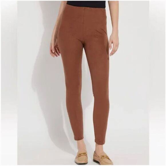 NWT Lysse Buffed Vegan Faux Suede Leggings Brown High Rise Size XL - Picture 1 of 7
